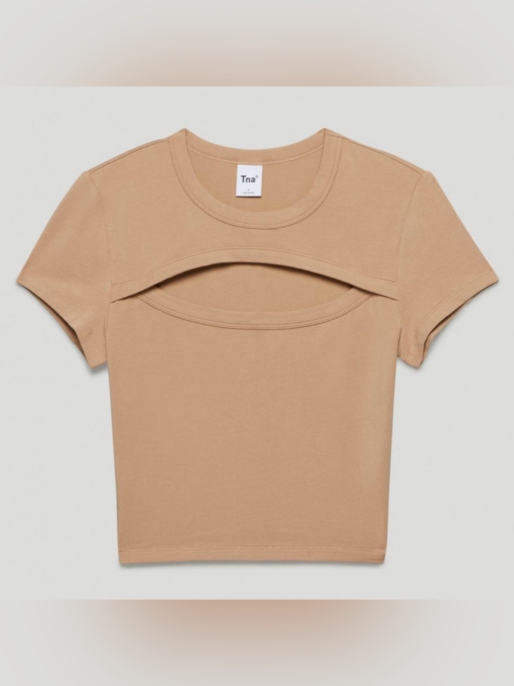 TNA Aritzia Costa Beige Cutout Crop Top XL - Picture 2 of 13